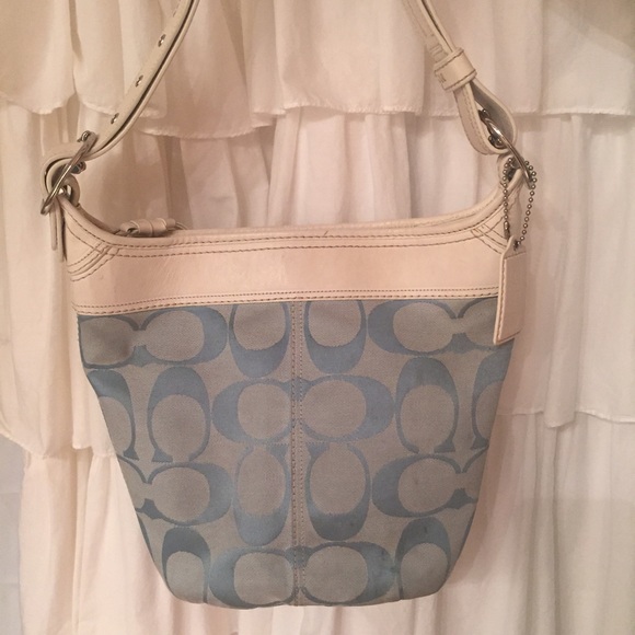 Authentic Coach Blue and White Bucket Bag