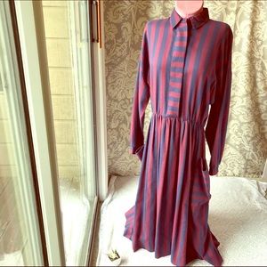 Vintage Serbin Pinup Long Sleeve Striped Dress Vintage Serbin Pinup Long Sleeve Striped Dress