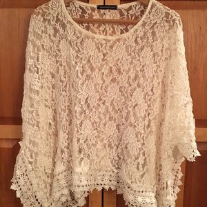 Cream lace poncho/shirt