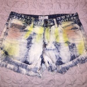 New Free People Multicolored Distressed Shorts