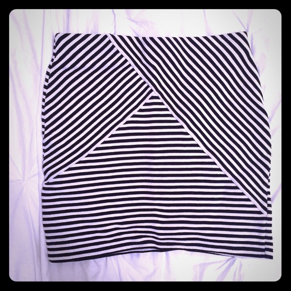 Black and White Striped Skirt