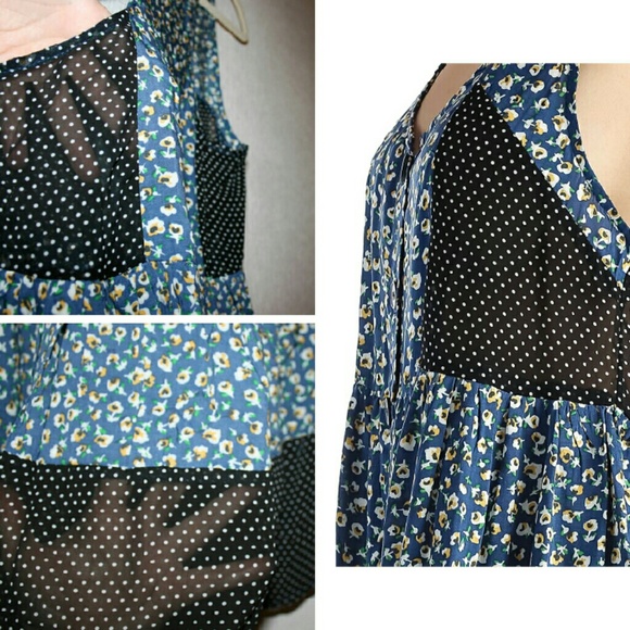 Floral & Polka Dot Button Racerback Tunic NWT - Picture 2 of 4