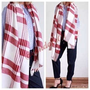 Ivory & Burgundy Blanket Scarf