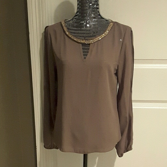 Sheer Brown Peep Blouse - Picture 1 of 4