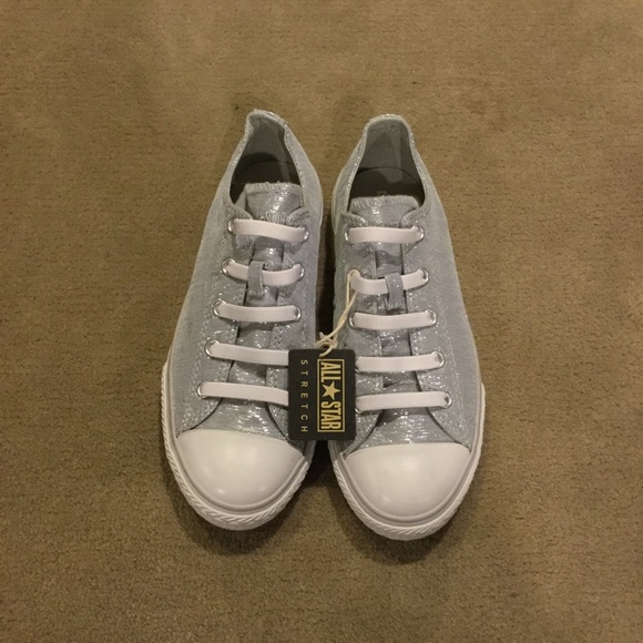 Silver Glitter Converse Slip Ons