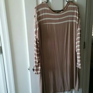 Taupe/Cream Stripe Tunic Dress