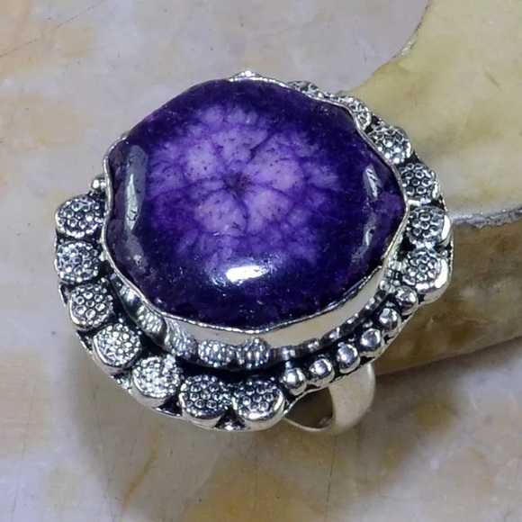 🔴SOLD🔴Purple Solar Quartz 925 Silver Ring - Picture 2 of 4
