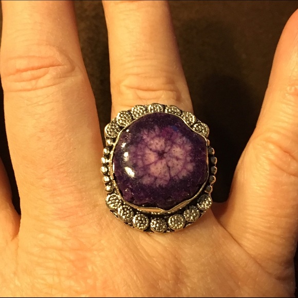 🔴SOLD🔴Purple Solar Quartz 925 Silver Ring - Picture 3 of 4