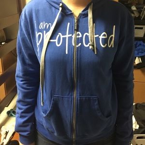 Peace Love World I Am Protected Zip Up Hoodie