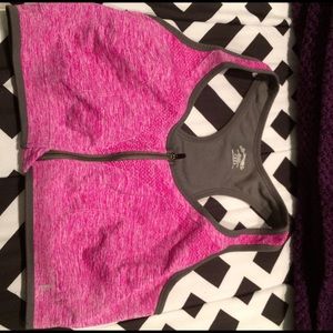 Pink and Grey Sports Bra, Zip Up