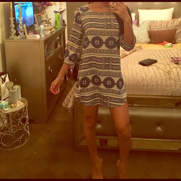 Blue and cream boxy dress
