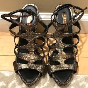 BCBG Maxazria metallic heels