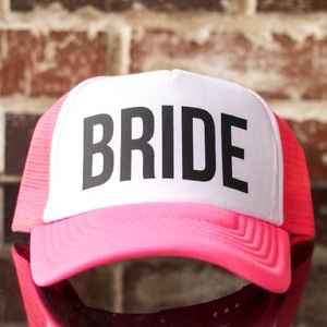 "Bride" Trucker Hat in Hot Pink