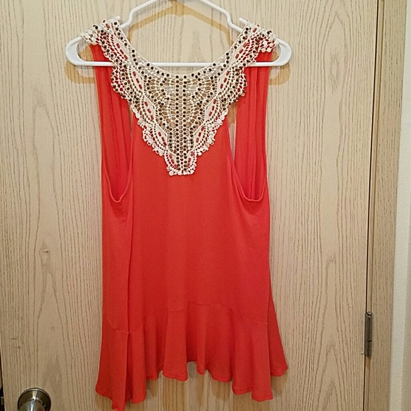 Coral beaded Crochet tank top vest