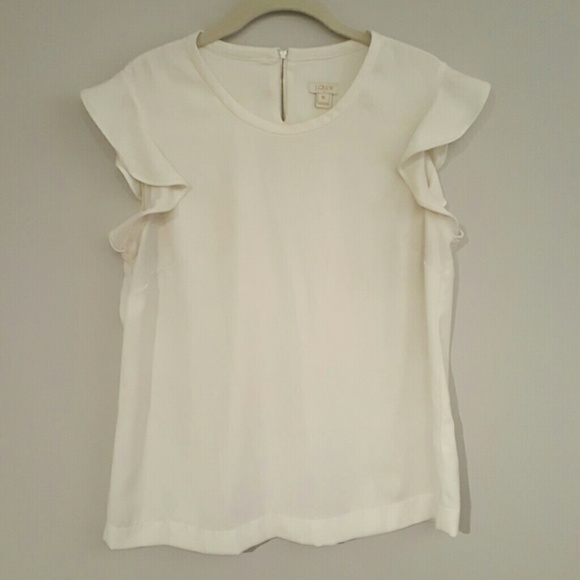 J. Crew Factory White Flutter Sleeve Blouse