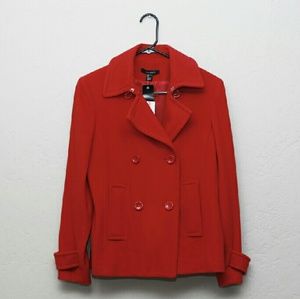 Scarlet Red Peacoat by Louben