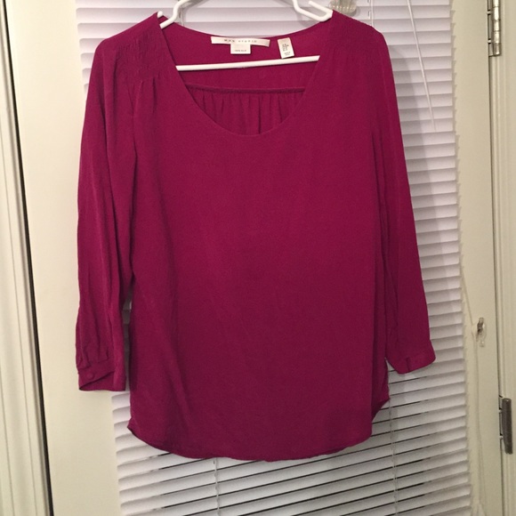 Max Studio magenta 100% silk top.