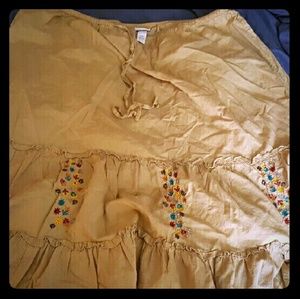 Lane Bryant Khaki Peasant Skirt with Embroidery