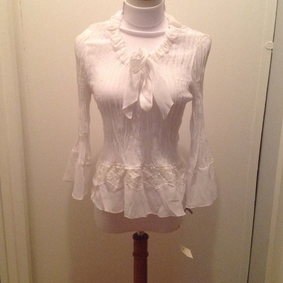 Allison Taylor white and light blue blouses