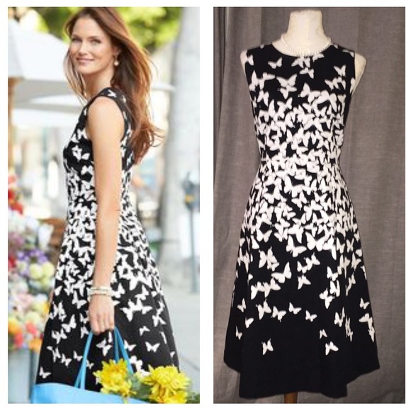 talbots black and white dress