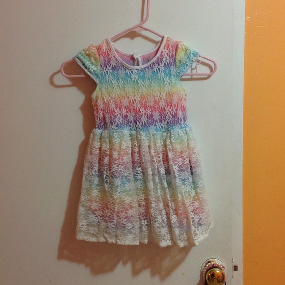 Girls Rainbow Lace Dress - Picture 1 of 1