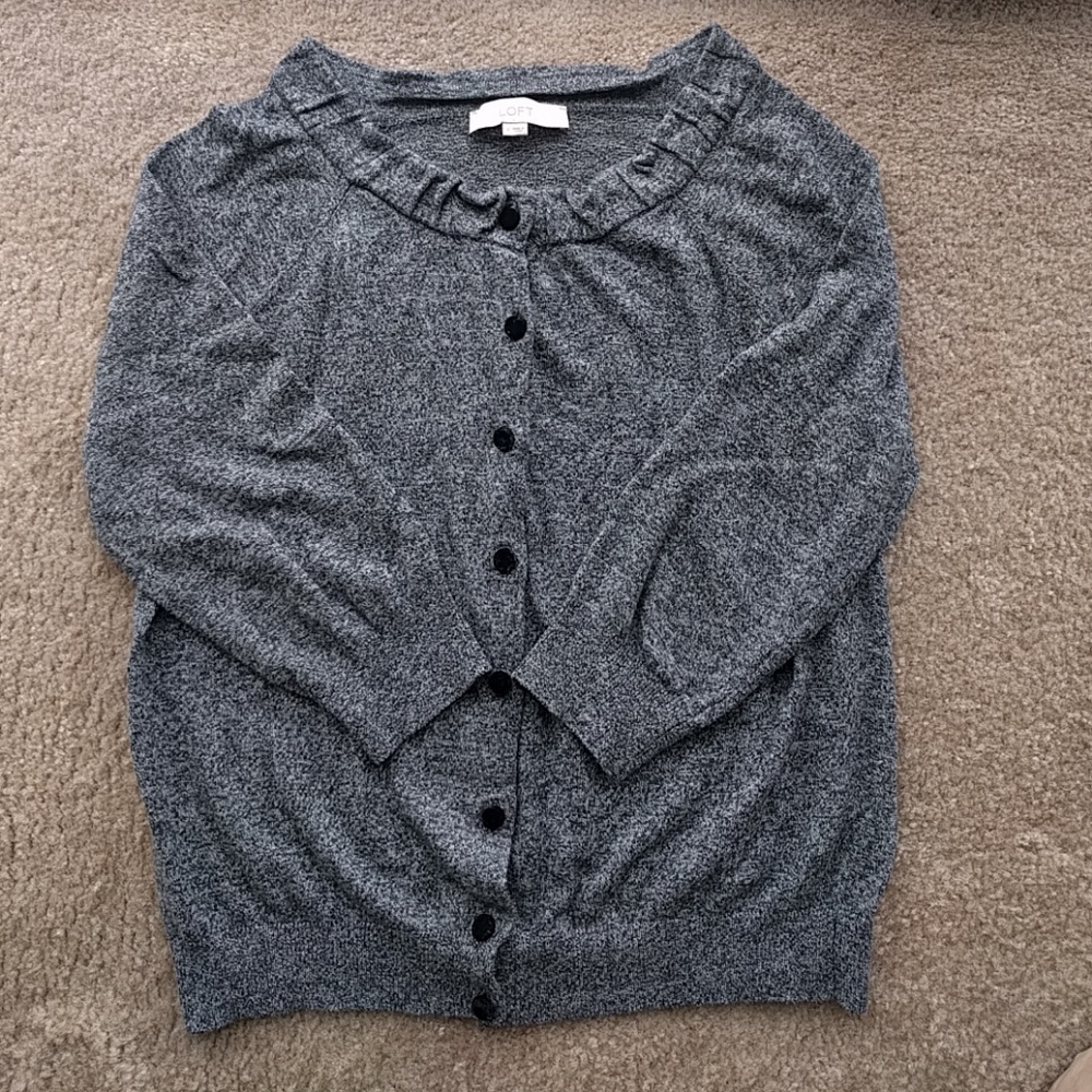 Mottled gray 3/4 sleeve cardigan