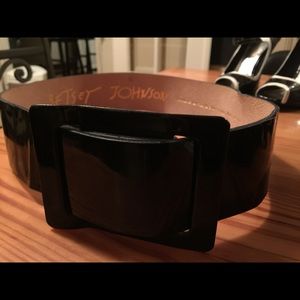Betsy Johnson Wide Black Patent Leather Belt Sz Sm