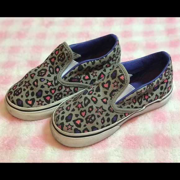VANS girls grey with hearts and stars slip on