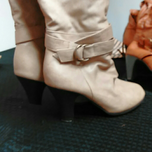 Women's tall faux leather ,3inch heel, boot.