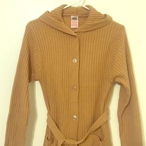 Button Down Belt Wrap Sweater