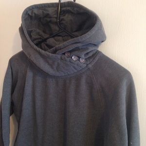 Button Cowl Neck Hoodie