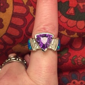 925-Tanzanite and blue opal ring size 7