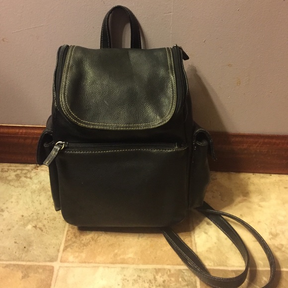 Black leather mini backpack