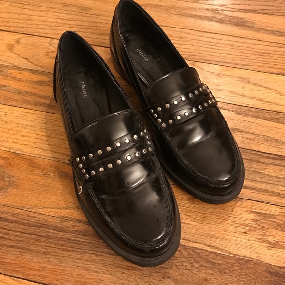 Black stud penny loafers