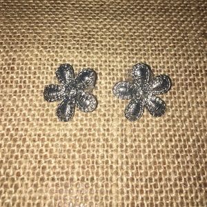 Silver flower earrings