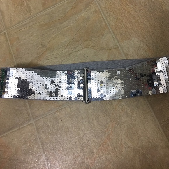 Sequined Elastic Belt / Silver - Picture 3 of 4
