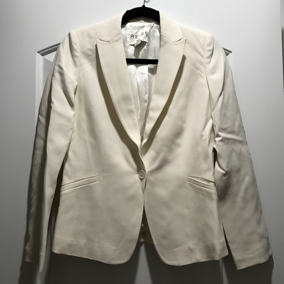 Worn once: Reiss Grosgrain White Blazer - Picture 2 of 4
