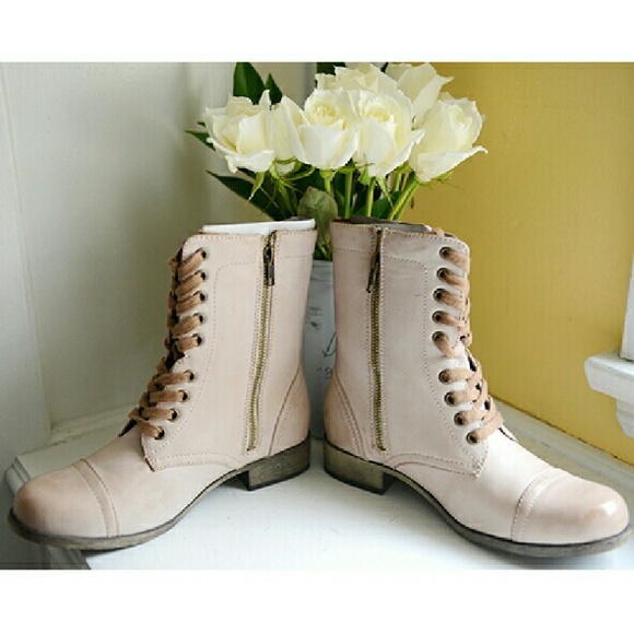 LAST PAIR! Smokey-Pink MIA Vegan Leather Lace-Ups - Picture 2 of 4