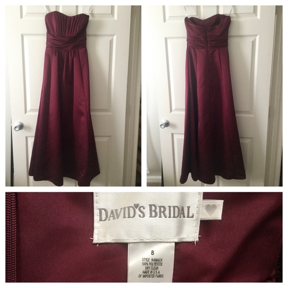 Davids Bridal Bridesmaid Gown-Burgundy