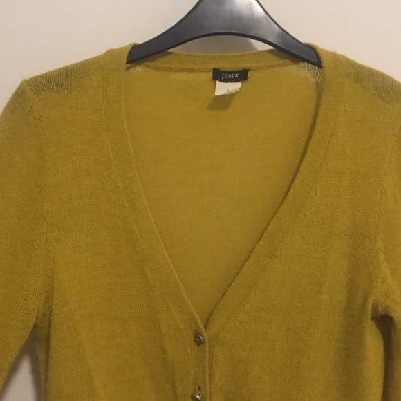 J. Crew Mustard Yellow Wool Blend Cardigan