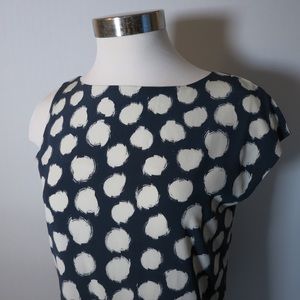 Theory navy blue white assymetric top