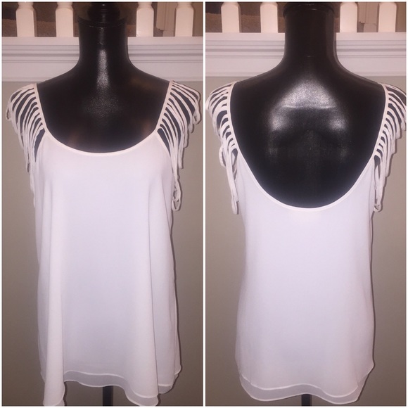 LOST APRIL White Strap Detail Top. NWOT