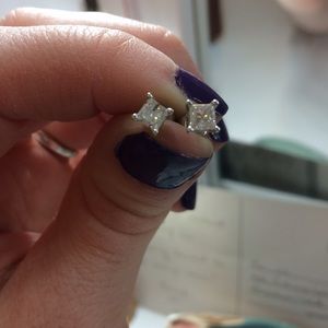 1 ctw princess cut diamond white gold studs