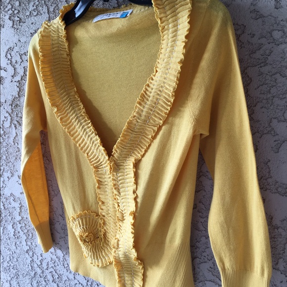 ANTHROPOLOGIE Sparrow Cardigan Sz S Yellow