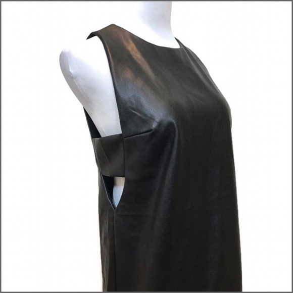 Black Faux Leather Cutout Dress - Picture 2 of 4