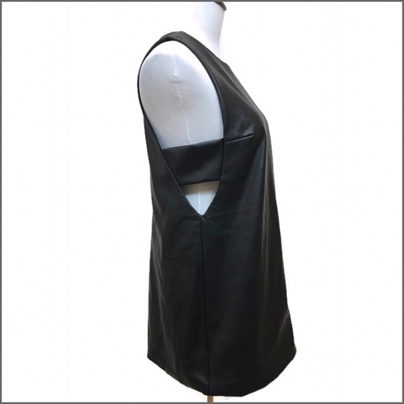 Black Faux Leather Cutout Dress - Picture 3 of 4