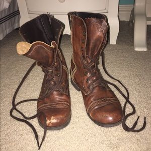 Steve Madden Brown Leather Combat Boots