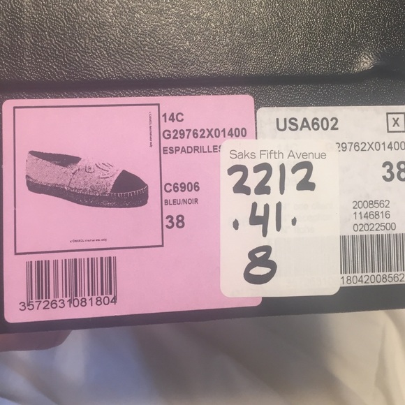 Chanel Cap Toe Espadrilles Blue/Black Bleu/Noir Sz. 38 - Picture 2 of 8