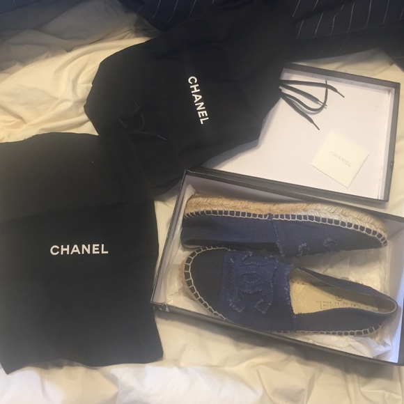 Chanel Cap Toe Espadrilles Blue/Black Bleu/Noir Sz. 38 - Picture 4 of 8