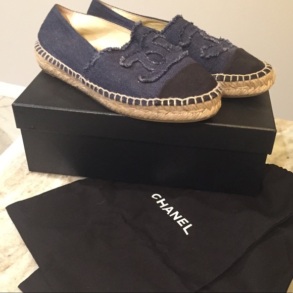 Chanel Cap Toe Espadrilles Blue/Black Bleu/Noir Sz. 38 - Picture 5 of 8